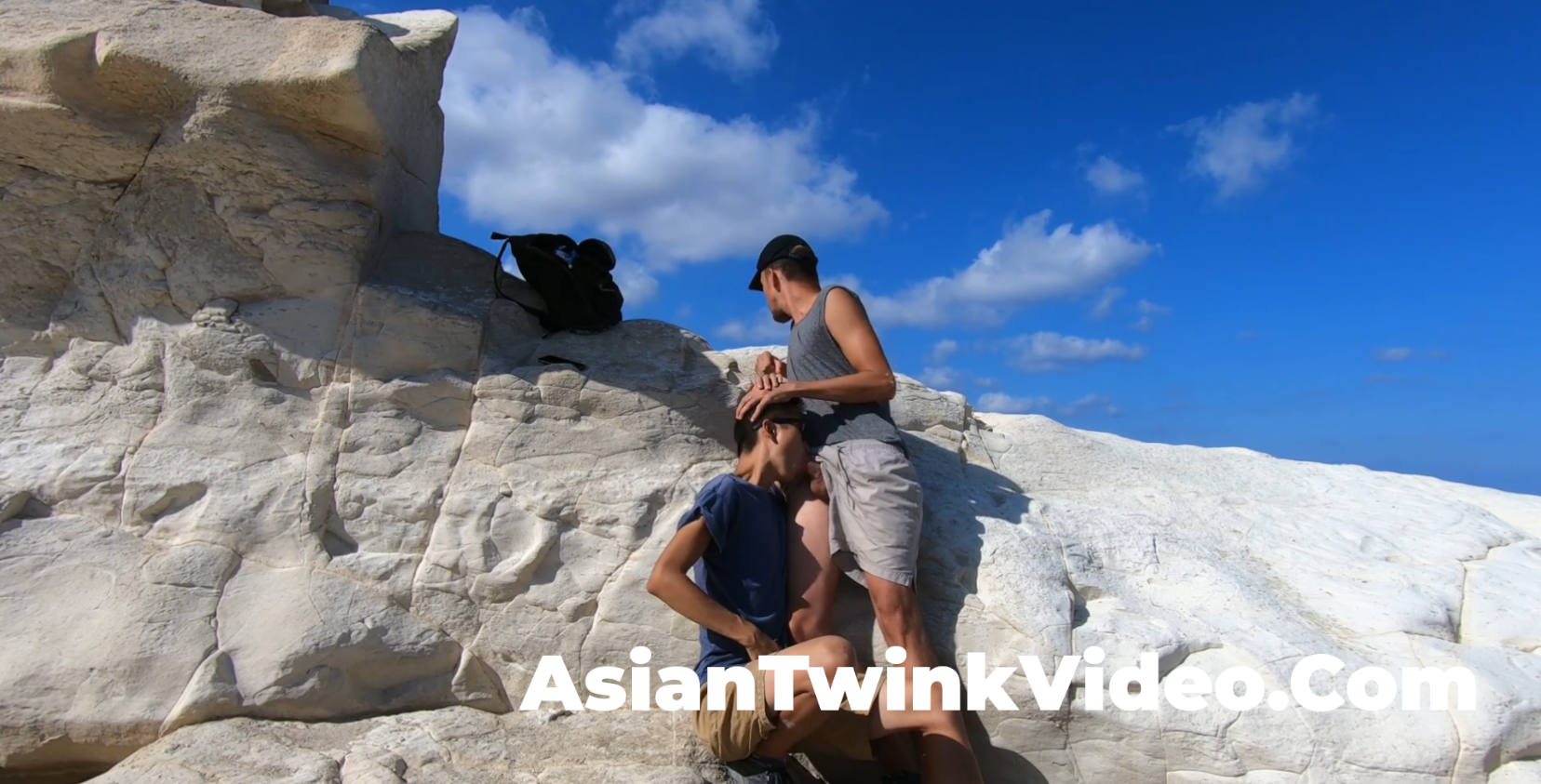 Asian Twink Sucking and Cums at Seaside